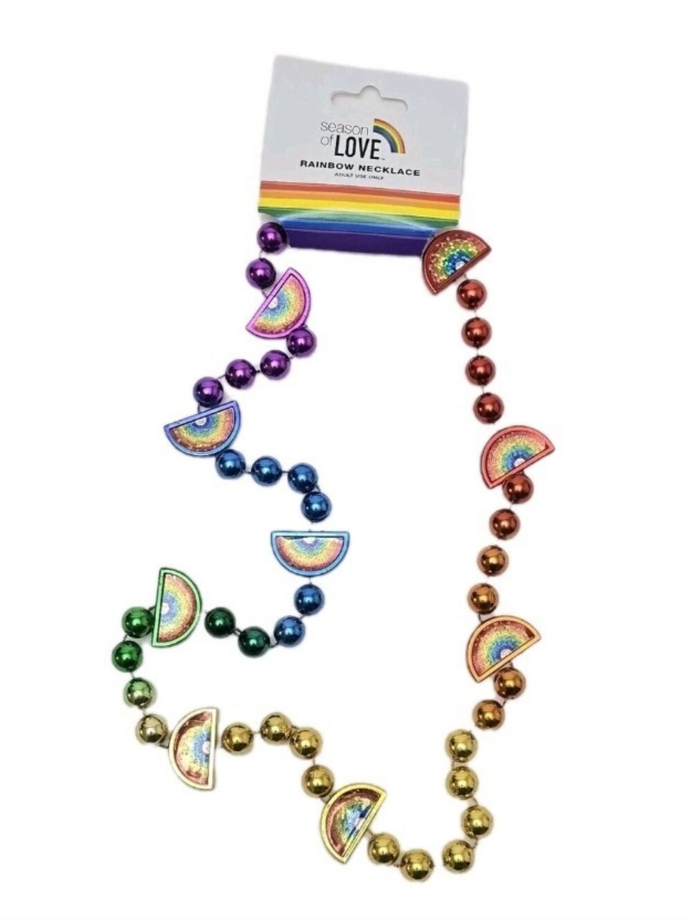 NWT Rainbow Necklace Colorful Pride Parade LGBT Festival Mardi Gras Jewelry